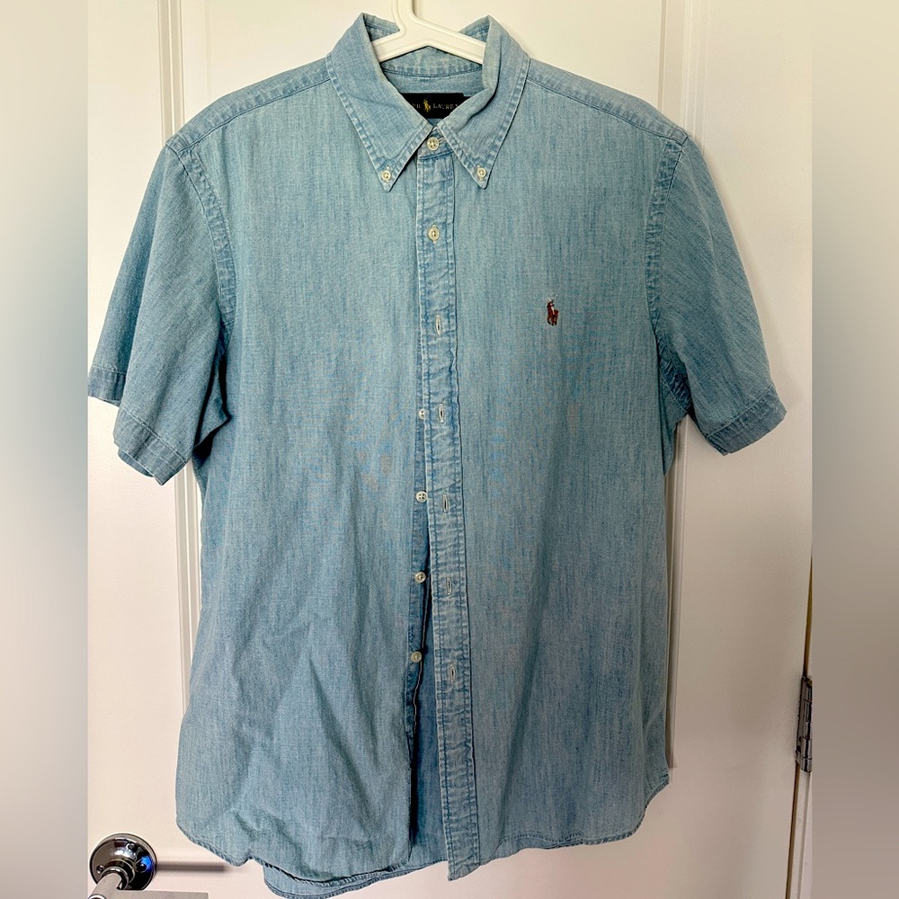 Polo Ralph Lauren Logo Men's Regular Fit Button Down Short Sleeve Shirt Large